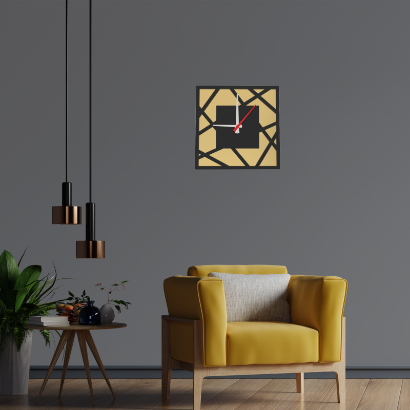 Dekoratif Aynalı Geometrik Duvar Saati