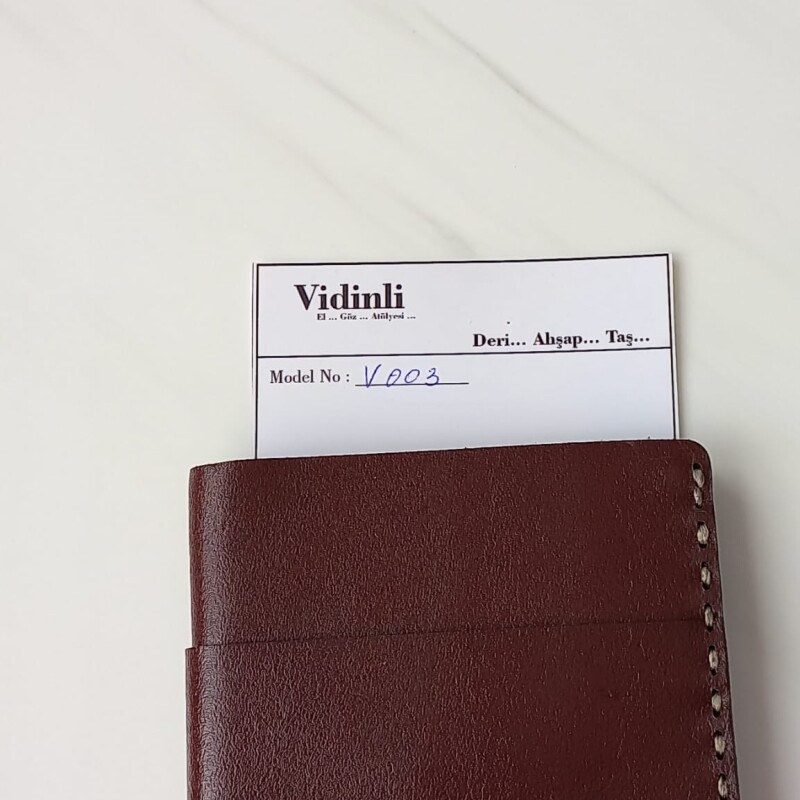 Hakiki deri el dikimi şık ve zarif deri cüzdan