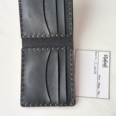 Hakiki deri el dikimi şık ve zarif deri cüzdan