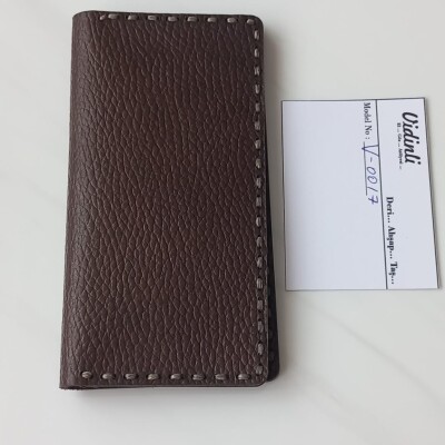 Hakiki deri el dikimi şık ve zarif deri kartlık