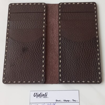 Hakiki deri el dikimi şık ve zarif deri kartlık