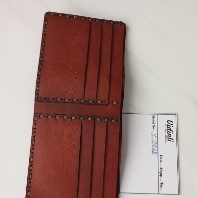 Hakiki deri el dikimi şık ve zarif deri cüzdan