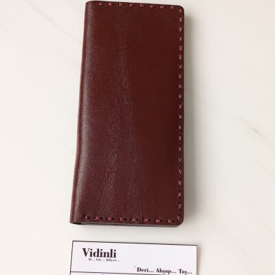 Hakiki deri el dikimi şık ve zarif deri kartlık