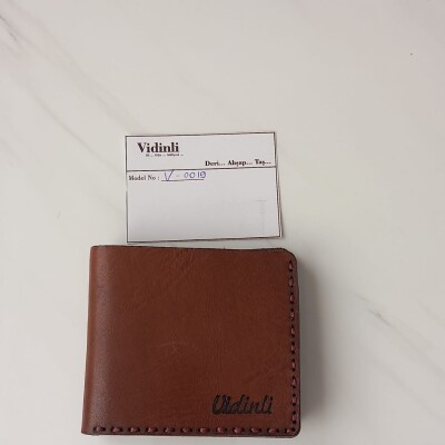 Hakiki deri el dikimi şık ve zarif deri cüzdan