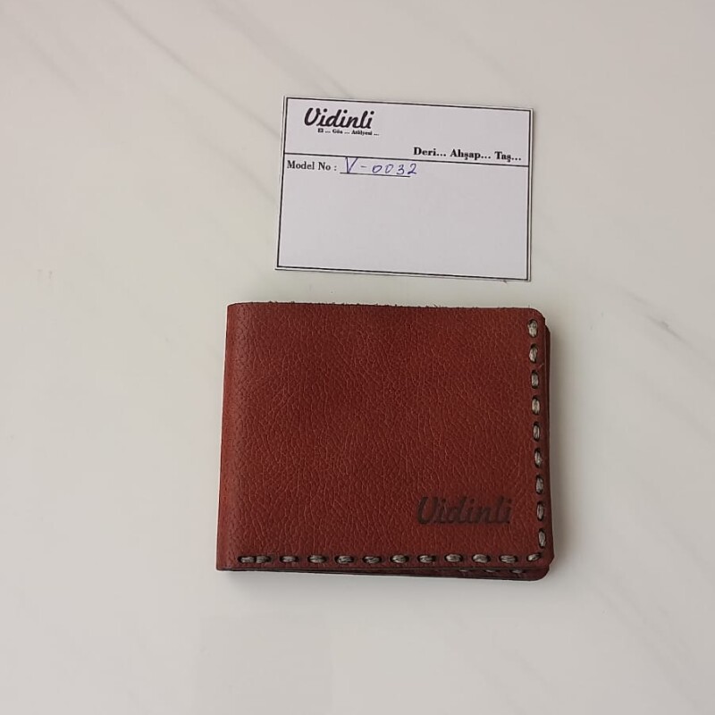 Hakiki deri el dikimi şık ve zarif deri kartlık