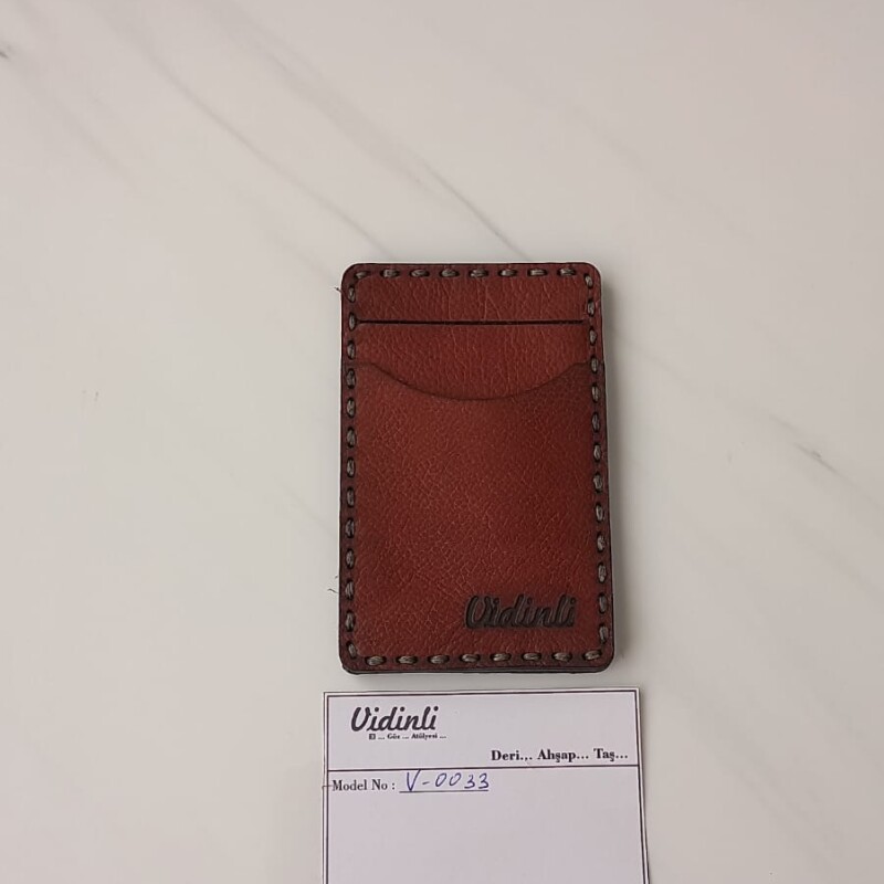 Hakiki deri el dikimi şık ve zarif deri kartlık