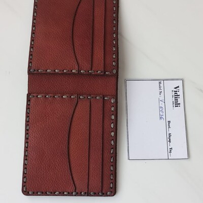 Hakiki deri el dikimi şık ve zarif deri cüzdan