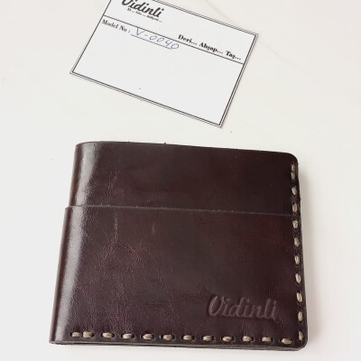 Hakiki deri el dikimi şık ve zarif deri cüzdan