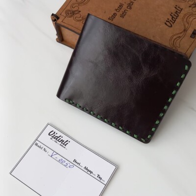 Hakiki deri el dikimi şık ve zarif deri cüzdan 50