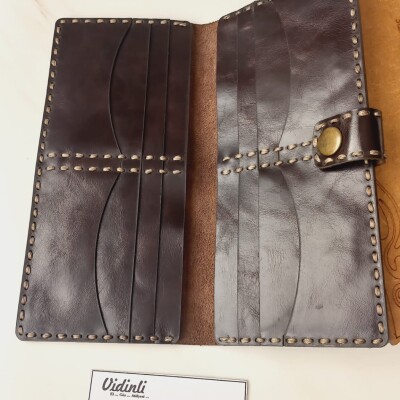 Hakiki deri el dikimi şık ve zarif deri cüzdan 53